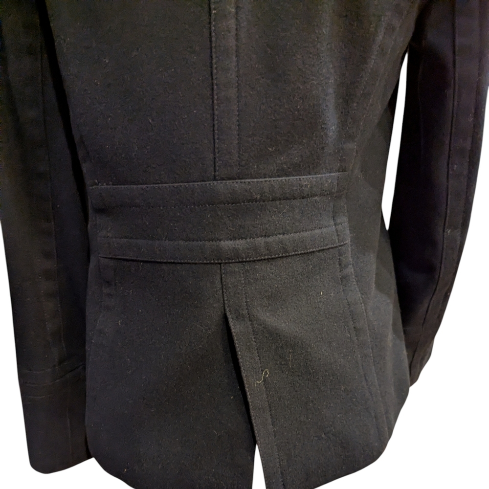J. Crew Navy Peacoat Wool Blend Classic preppy Fisherman Double Breasted Sz S - Picture 5 of 10